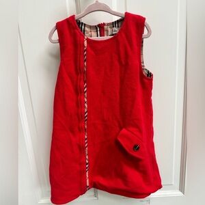🎉Host Pick🎊 Doe A Dear 2T Girls Red Wool Burberry Pattern Tank Top Dress